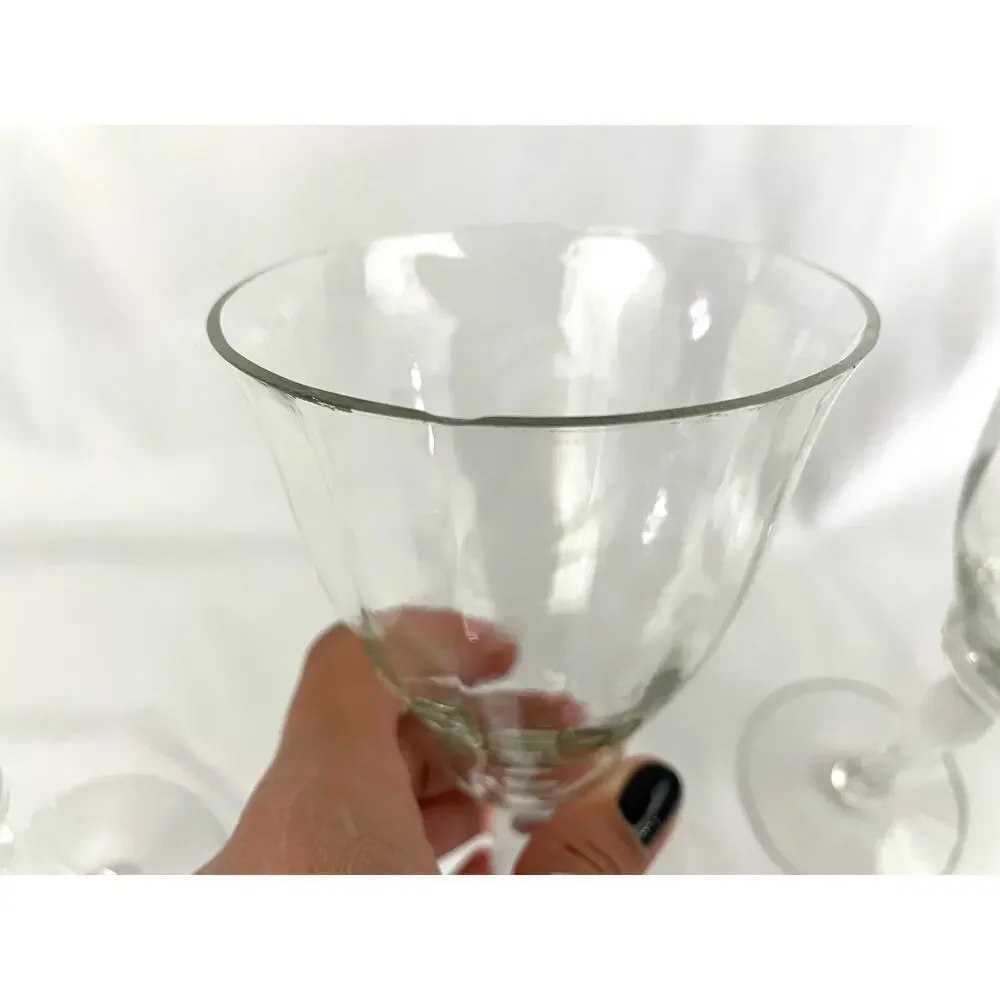VTG Set of 6 Frosted Floral Liqueur Glasses Stemware Barware‎